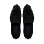 Zelli Roma Italian Suede Penny Loafers Black (16-657-BLK)