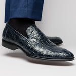 Zelli Roma Caiman Crocodile Loafers Navy (11-201-NVY)