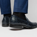 Zelli Roma Caiman Crocodile Loafers Navy (11-201-NVY)