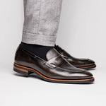 Zelli Roma Hand Burnished Penny Loafers Gray (15-400-GRY)