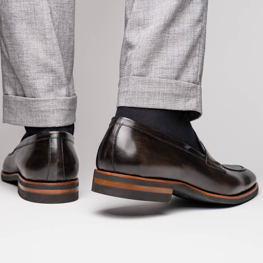 Zelli Roma Hand Burnished Penny Loafers Gray (15-400-GRY)