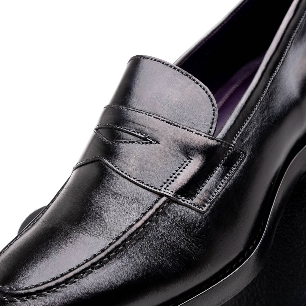 Zelli Roma Hand Burnished Penny Loafers Black (15-400-BLK)