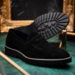 Zelli Roma Italian Suede Penny Loafers Black (16-657-BLK)