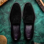 Zelli Roma Italian Suede Penny Loafers Black (16-657-BLK)