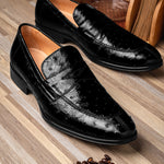 Zelli Roma Ostrich Quill Penny Loafers Black (13-500-BLK)