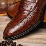 Zelli Roma Ostrich Quill Penny Loafers Brown (13-500-BRN)