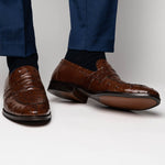Zelli Roma Ostrich Quill Penny Loafers Brown (13-500-BRN)