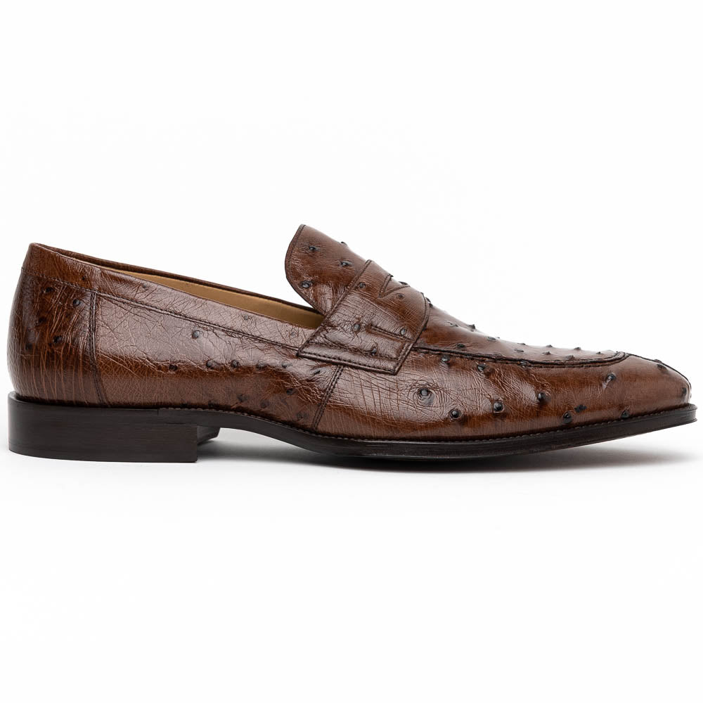 Zelli Roma Ostrich Quill Penny Loafers Brown