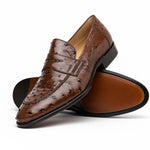 Zelli Roma Ostrich Quill Penny Loafers Brown (13-500-BRN)