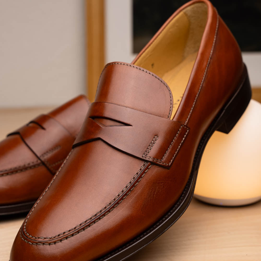 Zelli Roma Apron Toe Penny Loafers Rust (15-200-RST)