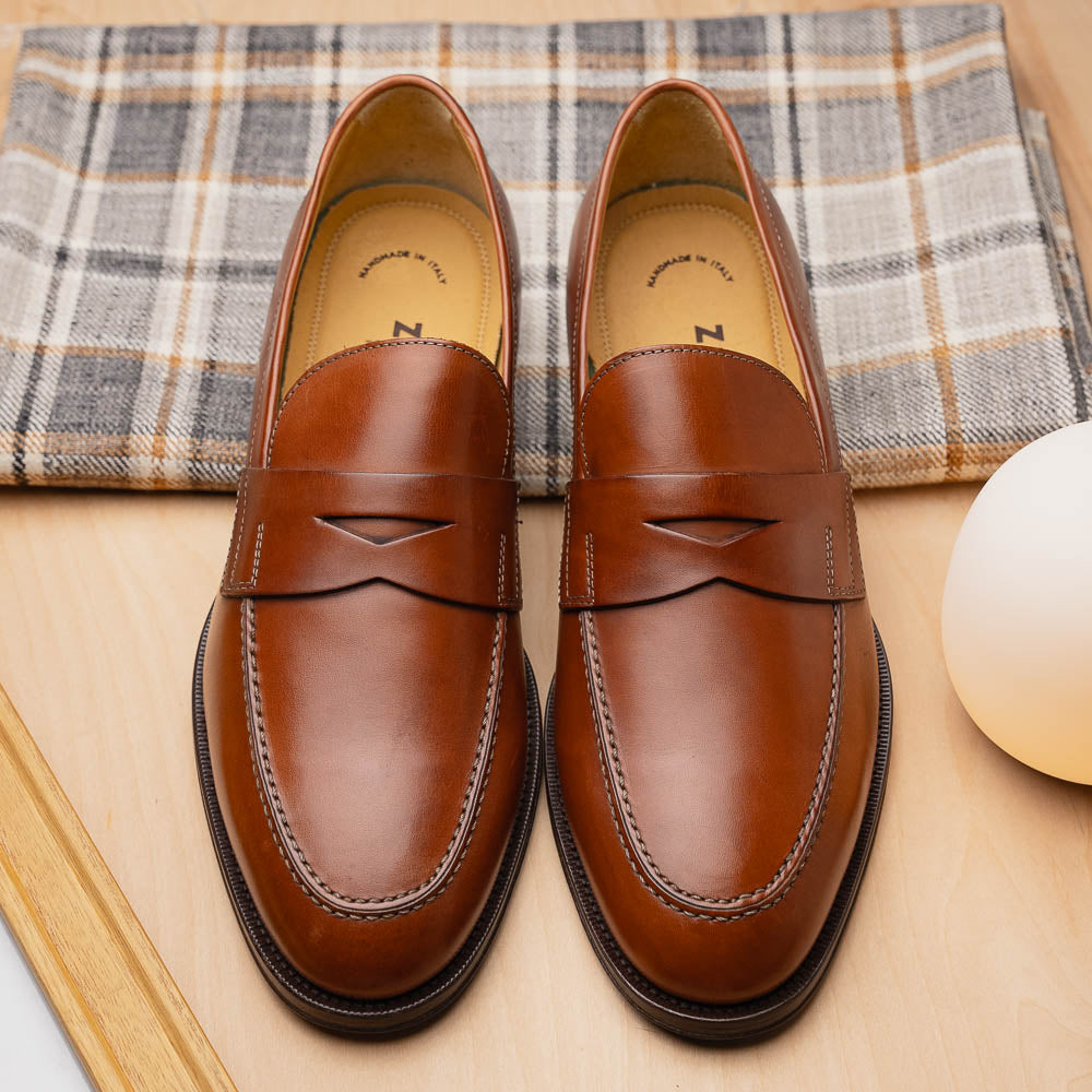 Zelli Roma Apron Toe Penny Loafers Rust (15-200-RST)
