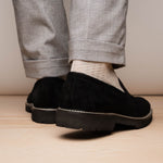 Zelli Roma Italian Suede Penny Loafers Black (16-657-BLK)