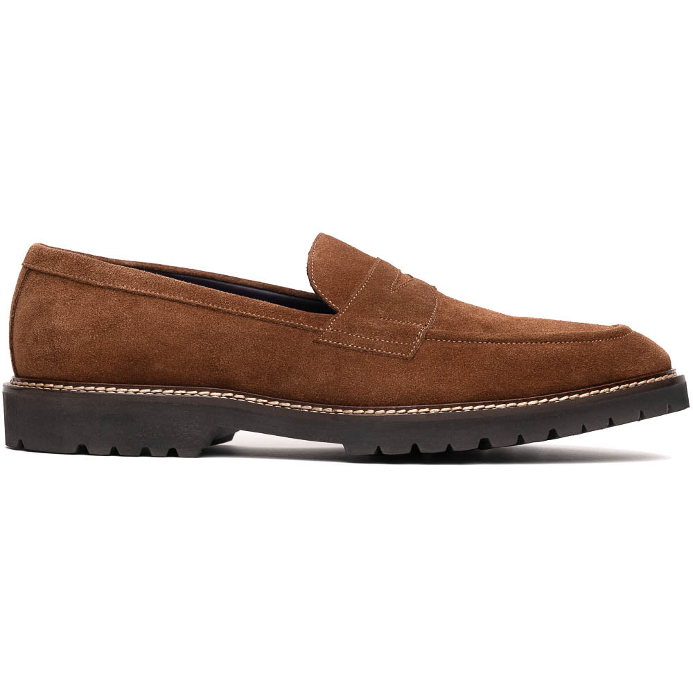 Zelli Roma Italian Suede Penny Loafers Tobacco