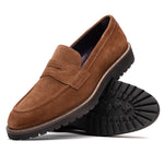 Zelli Roma Italian Suede Penny Loafers Tobacco (16-657-TOB)
