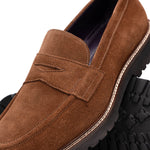 Zelli Roma Italian Suede Penny Loafers Tobacco (16-657-TOB)