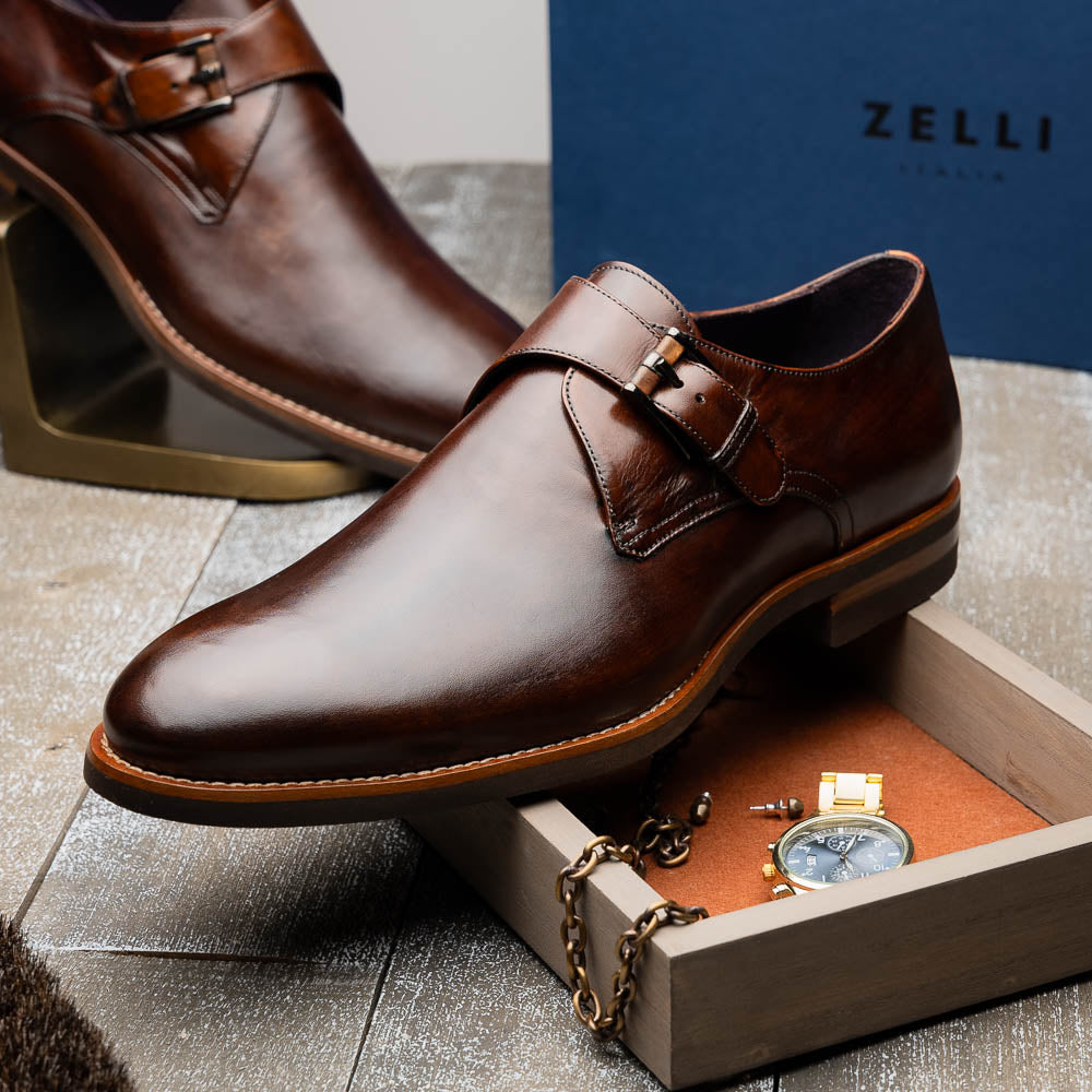 Zelli Roman Monk Strap Shoes Chestnut (55-506-CST)