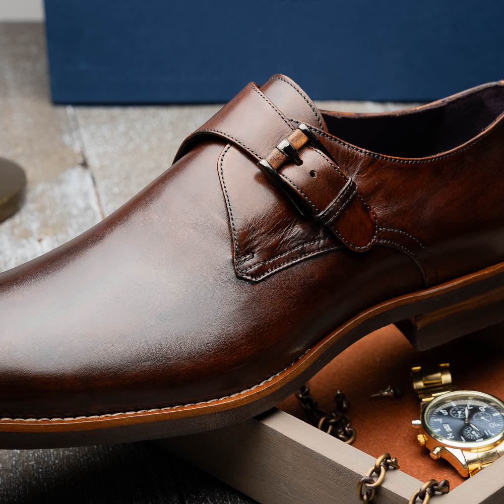 Zelli Roman Monk Strap Shoes Chestnut (55-506-CST)