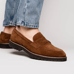 Zelli Roma Italian Suede Penny Loafers Tobacco (16-657-TOB)