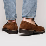 Zelli Roma Italian Suede Penny Loafers Tobacco (16-657-TOB)