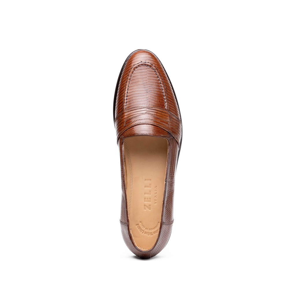 Zelli Rossi Genuine Lizard Slip-On Cognac | MensDesignerShoe.com
