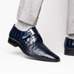 Marco Di Milano Rovigo Caiman Crocodile Monk Strap Navy Blue