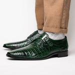 Marco Di Milano Rovigo Caiman Crocodile Monk Strap Green