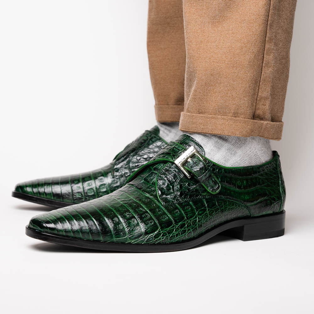 Marco Di Milano Rovigo Caiman Crocodile Monk Strap Green