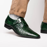 Marco Di Milano Rovigo Caiman Crocodile Monk Strap Green