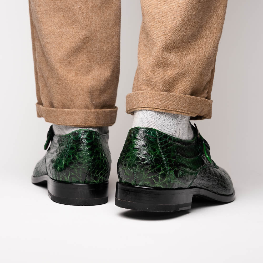 Marco Di Milano Rovigo Caiman Crocodile Monk Strap Green