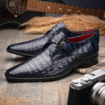 Marco Di Milano Rovigo Caiman Crocodile Monk Strap Navy Blue