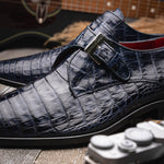 Marco Di Milano Rovigo Caiman Crocodile Monk Strap Navy Blue