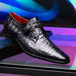 Marco Di Milano Rovigo Caiman Crocodile Monk Strap Black