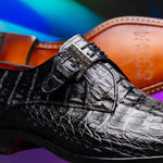 Marco Di Milano Rovigo Caiman Crocodile Monk Strap Black