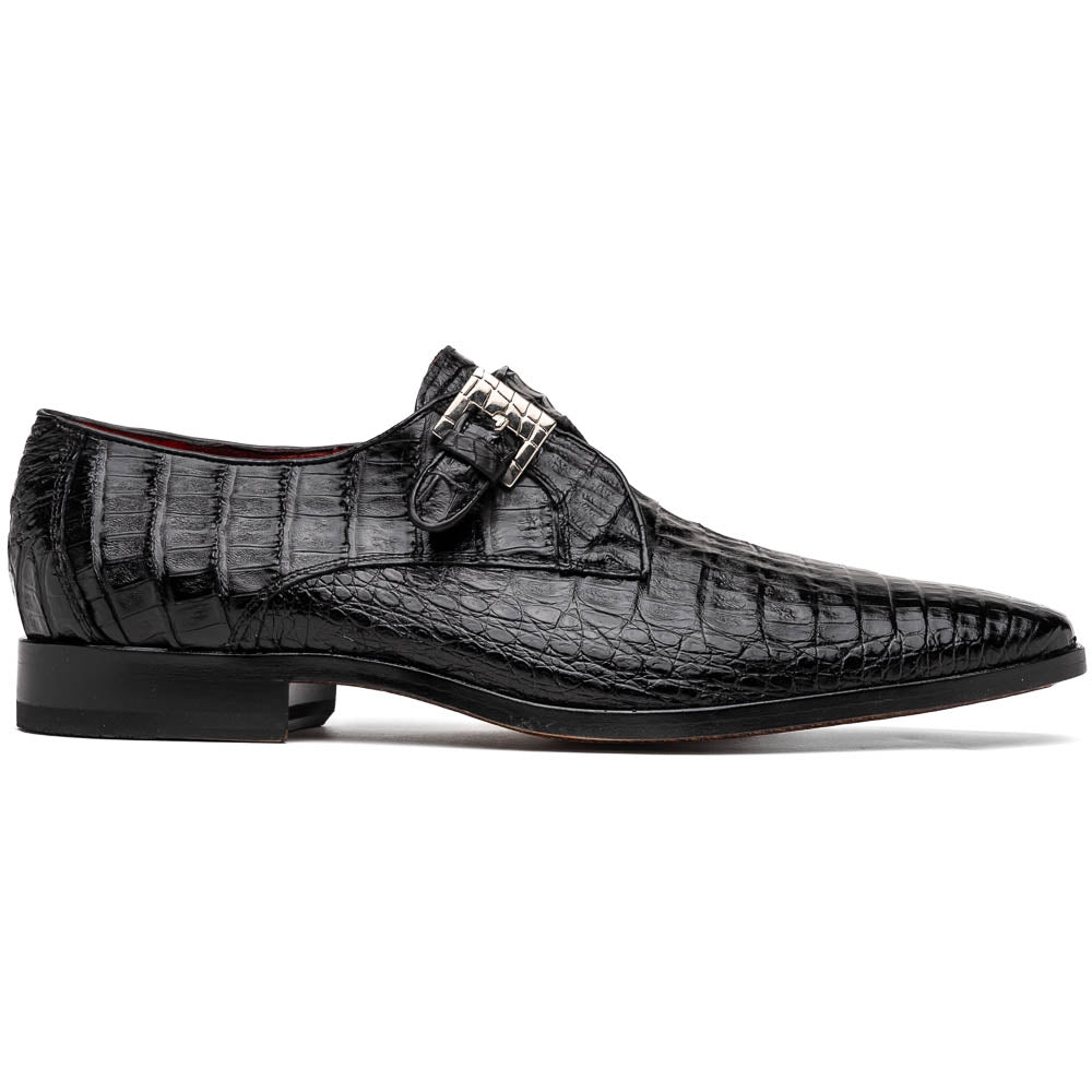 Marco Di Milano Rovigo Caiman Crocodile Monk Strap Black