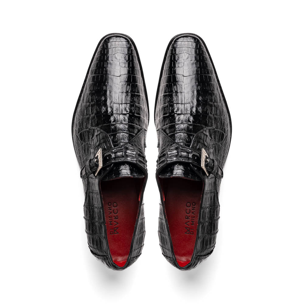 Marco Di Milano Rovigo Caiman Crocodile Monk Strap Black