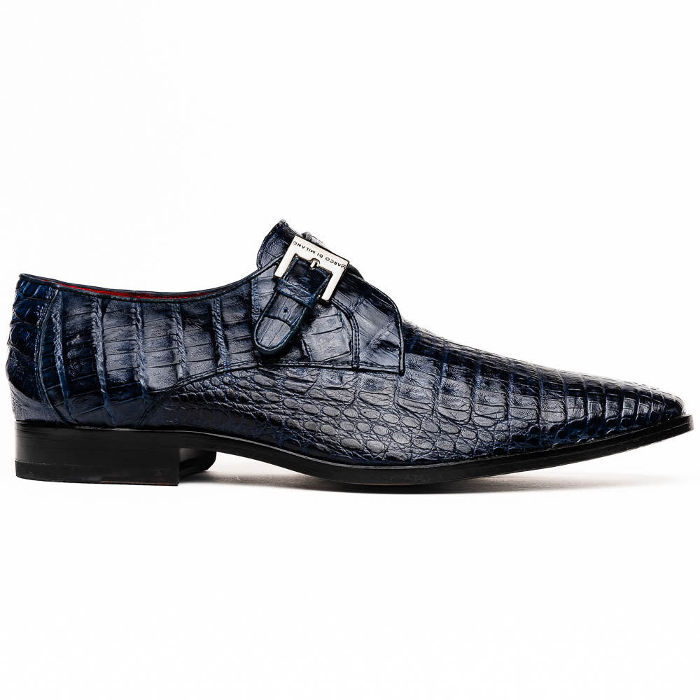 Marco Di Milano Rovigo Caiman Crocodile Monk Strap Blue