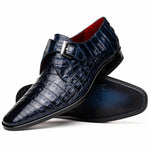 Marco Di Milano Rovigo Caiman Crocodile Monk Strap Navy Blue