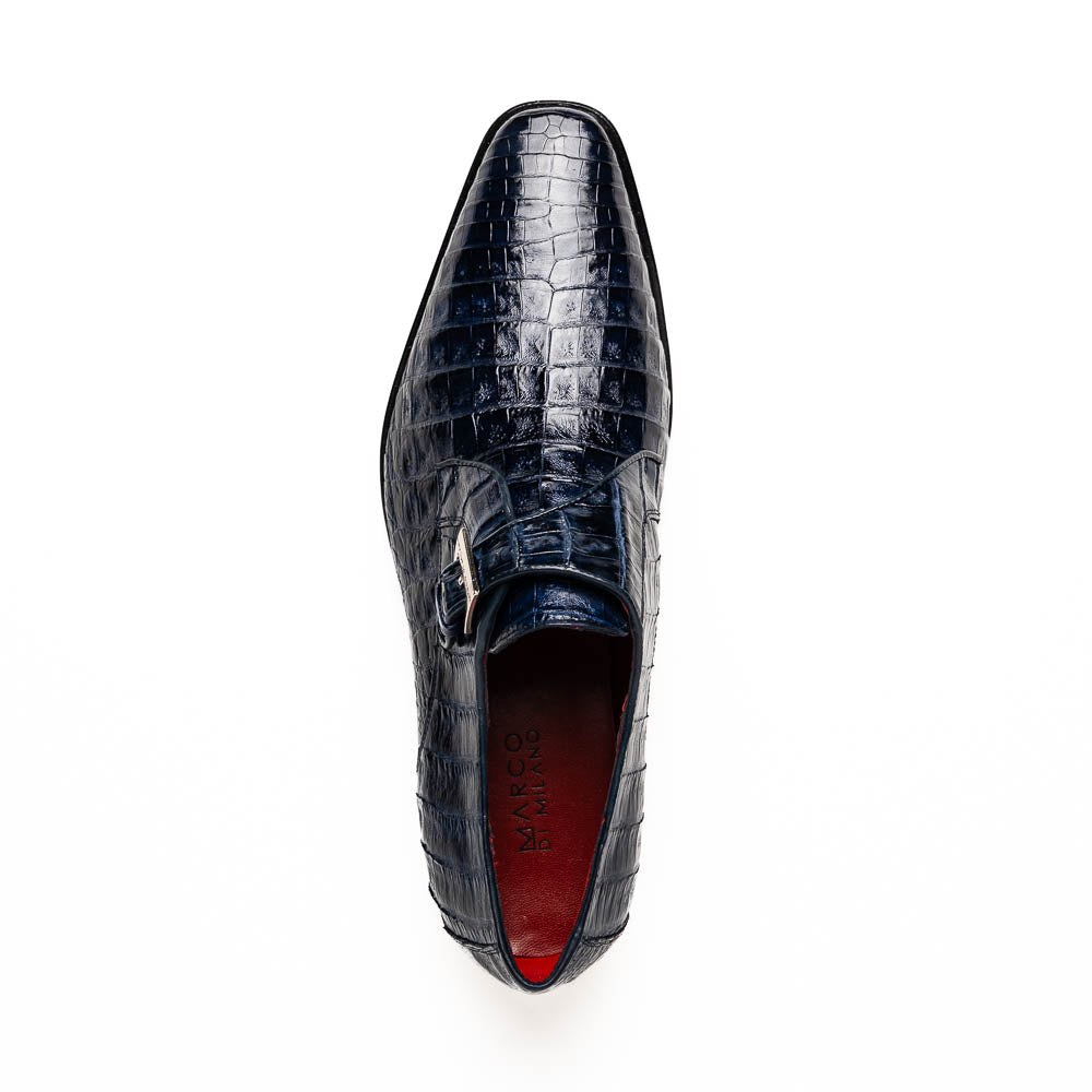 Marco Di Milano Rovigo Caiman Crocodile Monk Strap Navy Blue