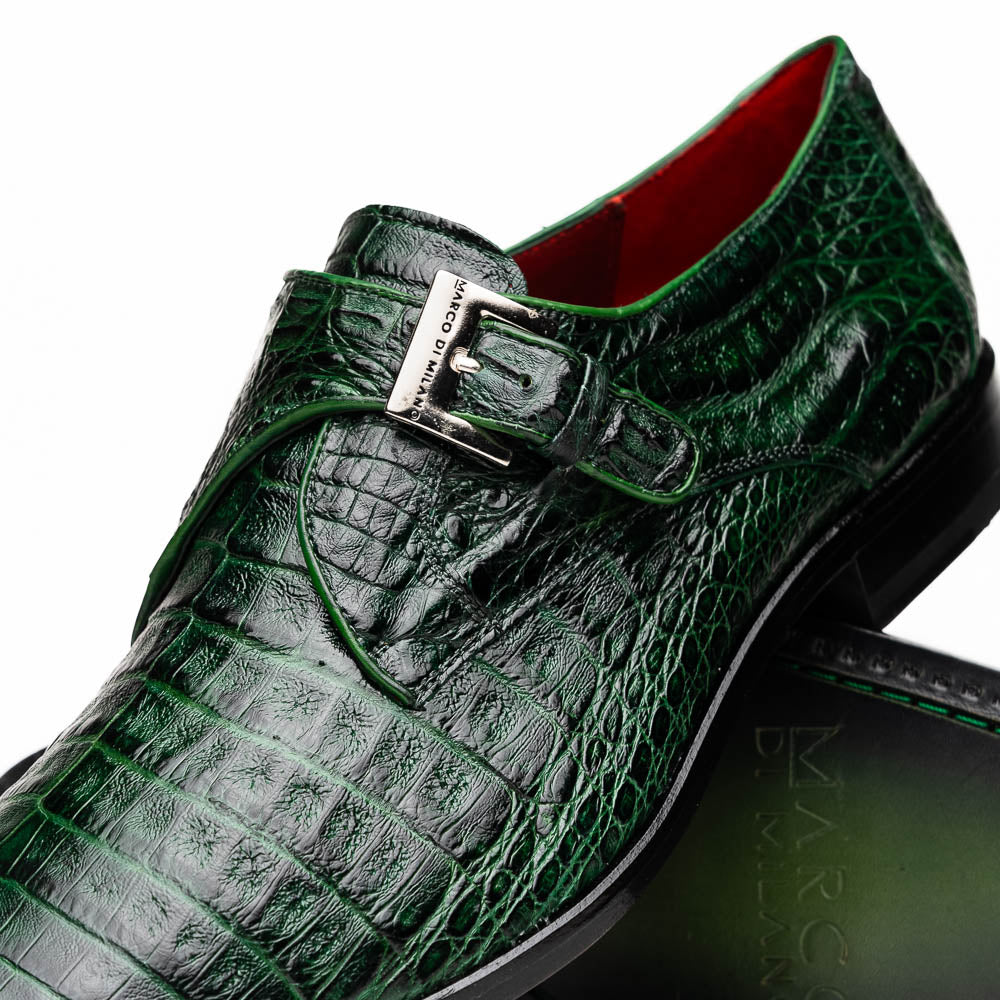 Marco Di Milano Rovigo Caiman Crocodile Monk Strap Green