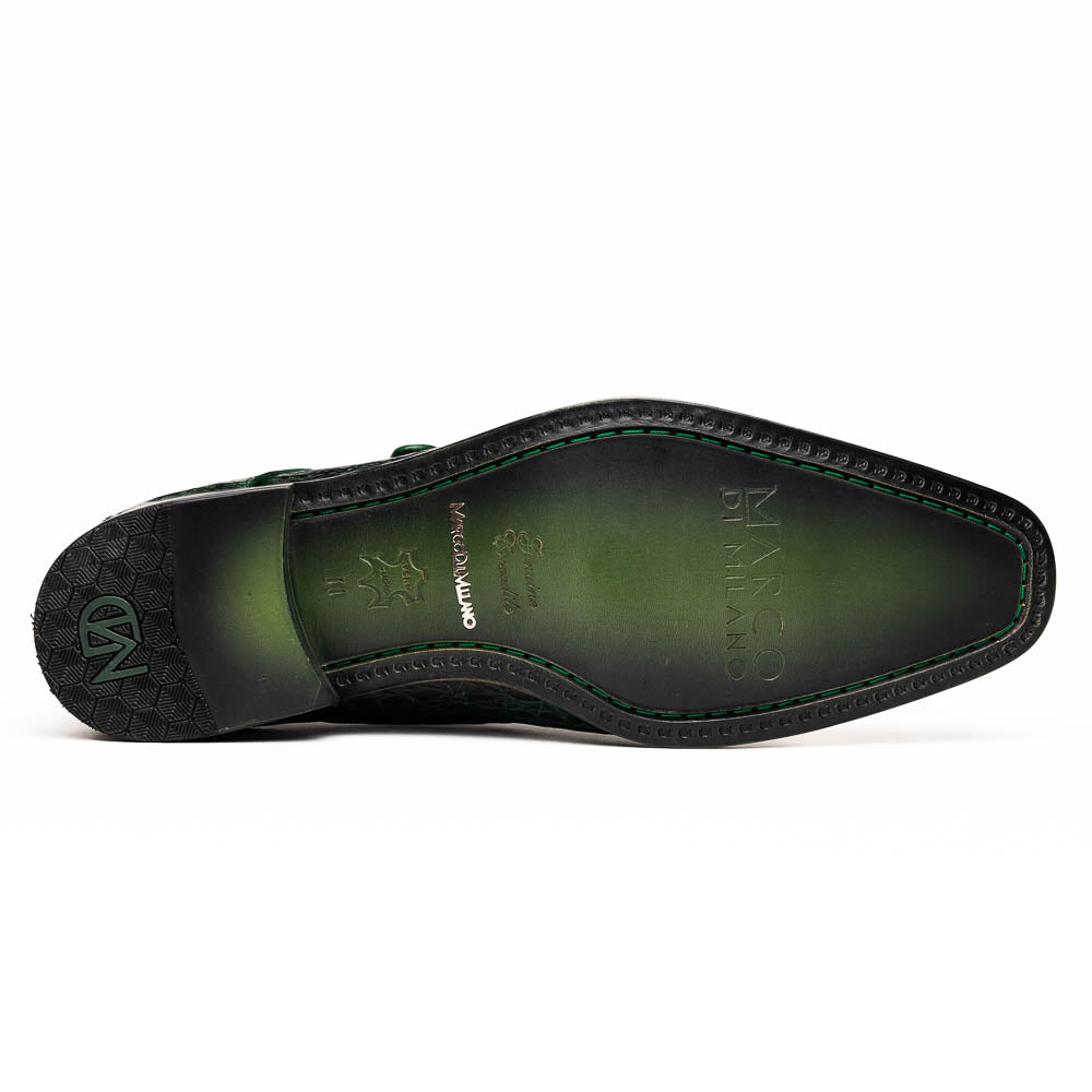 Marco Di Milano Rovigo Caiman Crocodile Monk Strap Green
