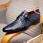 Marco Di Milano Rovigo Caiman Crocodile Monk Strap Navy