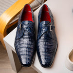 Marco Di Milano Rovigo Caiman Crocodile Monk Strap Navy