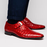 Marco Di Milano Rovigo Caiman Crocodile Monk Strap Red