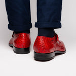 Marco Di Milano Rovigo Caiman Crocodile Monk Strap Red