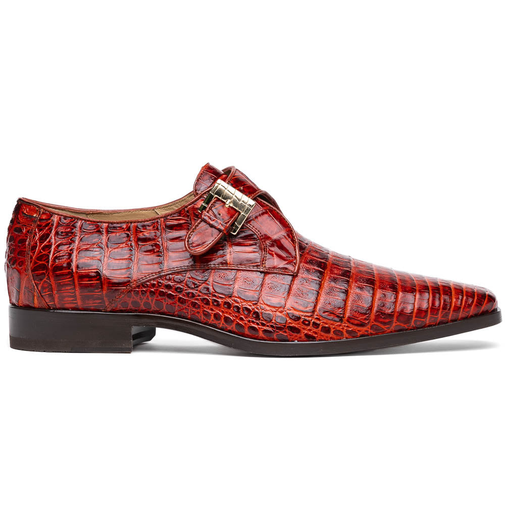 Marco Di Milano Rovigo Caiman Crocodile Monk Strap Rustic Cognac