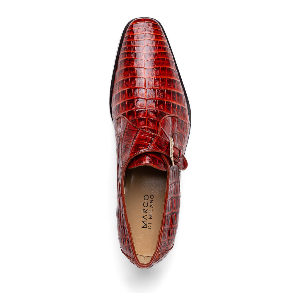 Marco Di Milano Rovigo Caiman Crocodile Monk Strap Rustic Cognac
