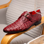 Marco Di Milano Luigi Caiman Crocodile Monk Strap Wine