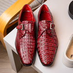 Marco Di Milano Luigi Caiman Crocodile Monk Strap Wine
