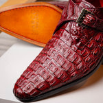 Marco Di Milano Luigi Caiman Crocodile Monk Strap Wine