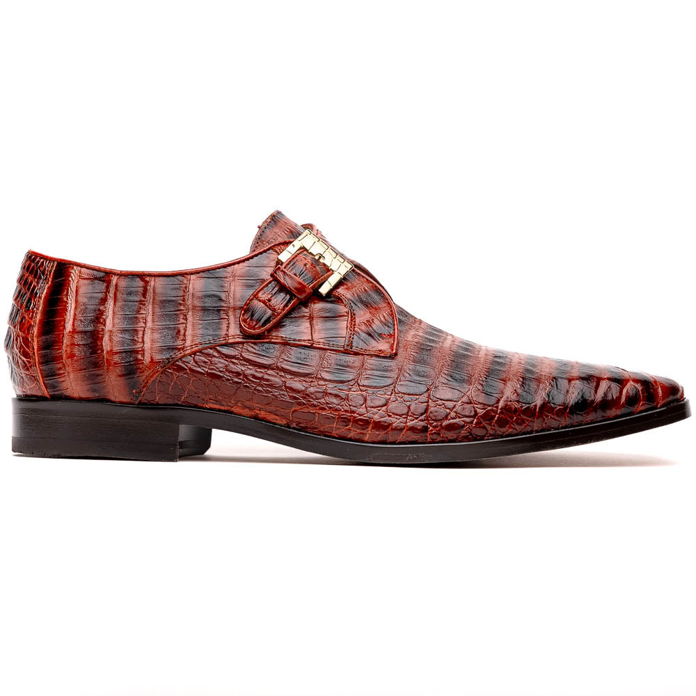 Marco Di Milano Rovigo Caiman Crocodile Monk Strap Cognac